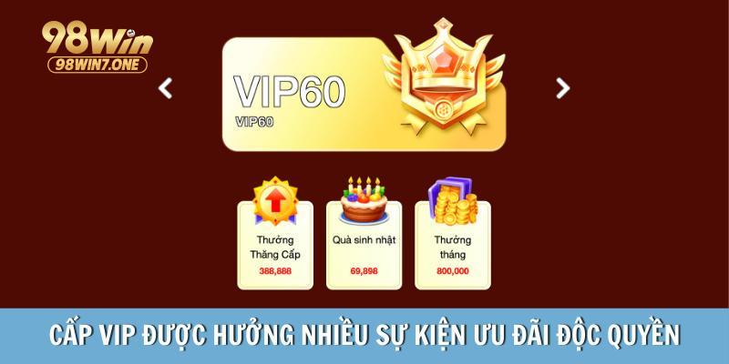 Cấp VIP được hưởng nhiều sự kiện ưu đãi độc quyền